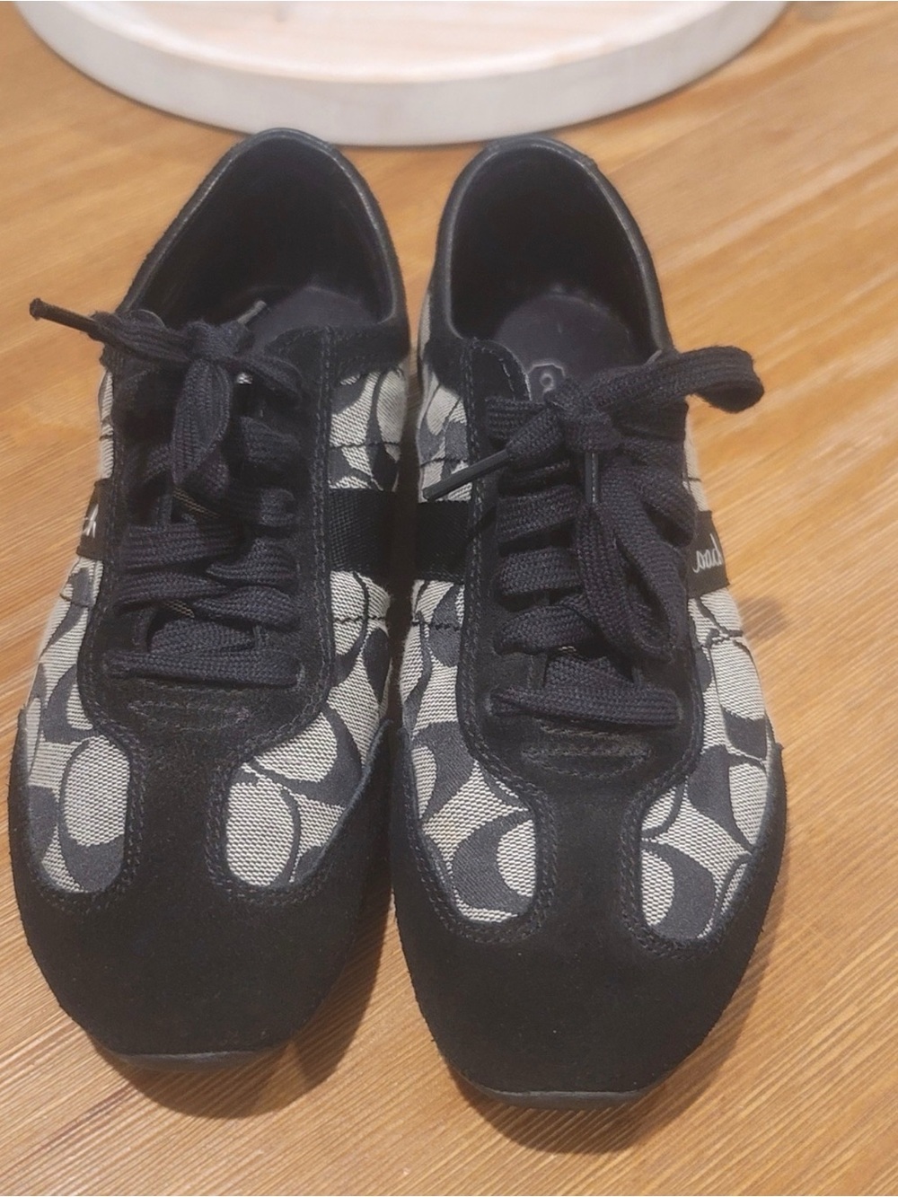 💕 Coach Baylee Signature Canvas & Suede Sneakers - Black/Tan 7.5 💕
